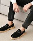 Herrenschuhe aus echtem Leder – Wildleder- und Leder-Loafer mit niedrigem Absatz