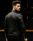 Herren-Jacke aus echtem Lammleder mit Revers – Klassisches Schwarz mit lässigem Stil
