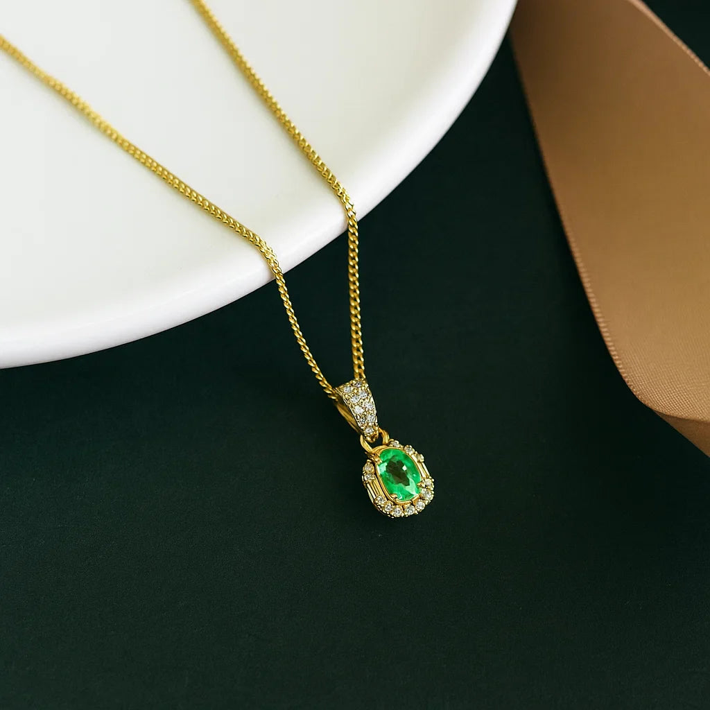 Women’s Natural Colombian Emerald Jewelry Set – Sterling Silver with Adjustable Ring