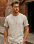 Lässiges Herren-T-Shirt aus Baumwolle und Leinen – Kurzarm, Sommer-Must-have