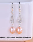 Women Natural Freshwater Pearl Earrings – 925 Sterling Silver Korean Style Heart & Water Drop Jewelry