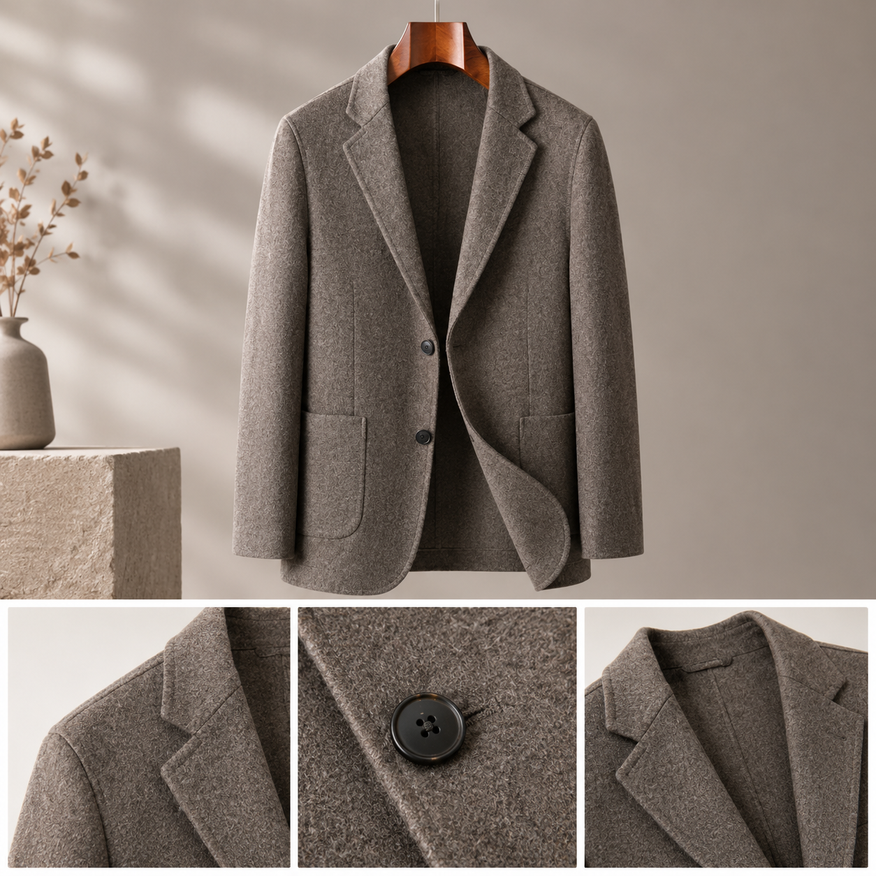 Men's 70% Wool Slim Fit Business Suit Jacket – Single-Breasted Blazer