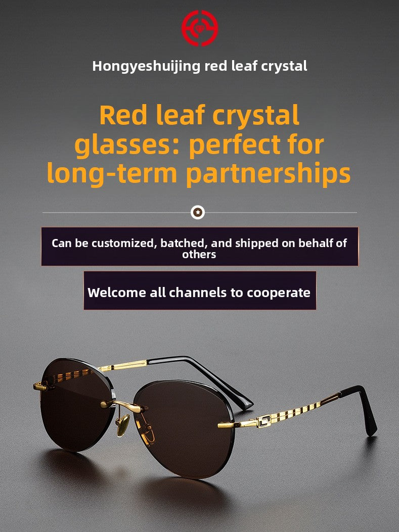 Herren-Sonnenbrille mit Naturkristallen im Pilotenstil – Retro-Pilotenbrille mit UV-Schutz