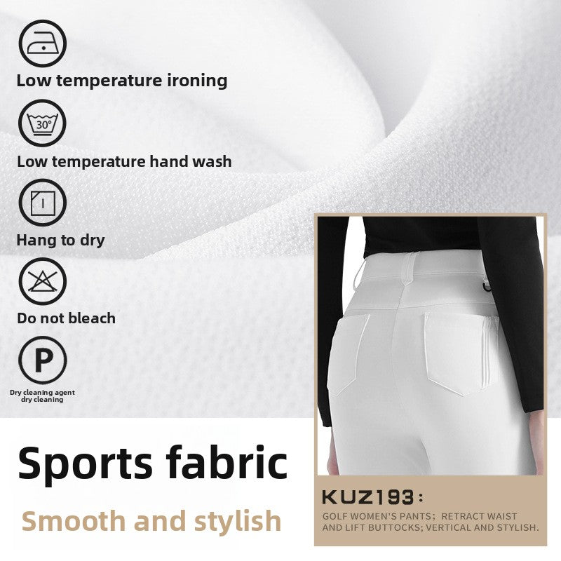 Hochwertige Stretch-Golfhose für Damen – schmal geschnittene Hose mit hoher Taille, schnelltrocknendem Stoff und geradem Bein