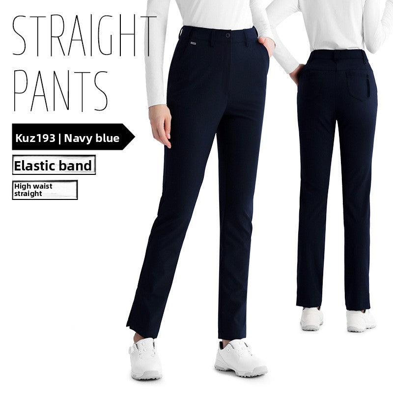 Hochwertige Stretch-Golfhose für Damen – schmal geschnittene Hose mit hoher Taille, schnelltrocknendem Stoff und geradem Bein
