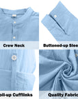 Men's Cotton Linen Button-Up Shirt – Slim Fit Long Sleeve