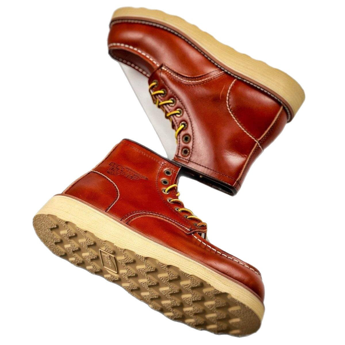 Men’s Genuine Leather Martin Boots – Cowhide Lace-Up Tooling Boots with High Shaft, Round Toe