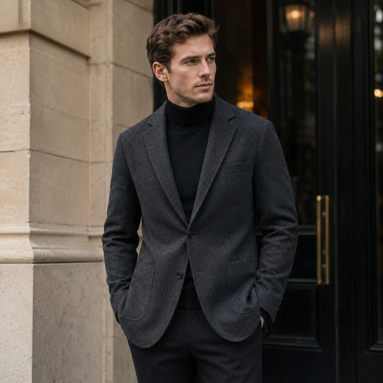Men's 70% Wool Slim Fit Business Suit Jacket – Single-Breasted Blazer