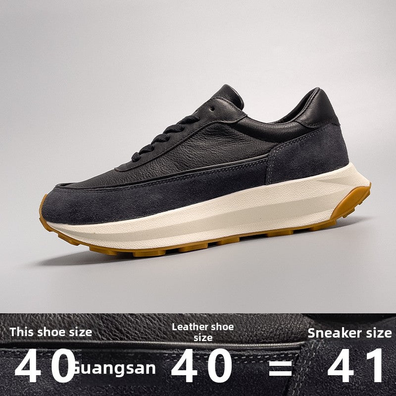 Men's High-Top Vintage Genuine Leather Running Shoes – Thick-Sole Retro Cowhide Boots