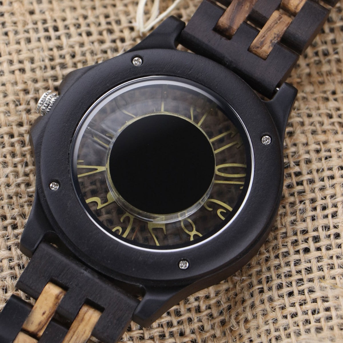 Men genuine  Wooden Quartz Watch – 46mm Walnut Wood Case with Seagull Movement &amp; Genuine Leather Strap