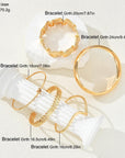 Women's Minimalist Bracelet Set – 5-Piece Wavy Knot Geometric Circle and Open Bangle Layering Set