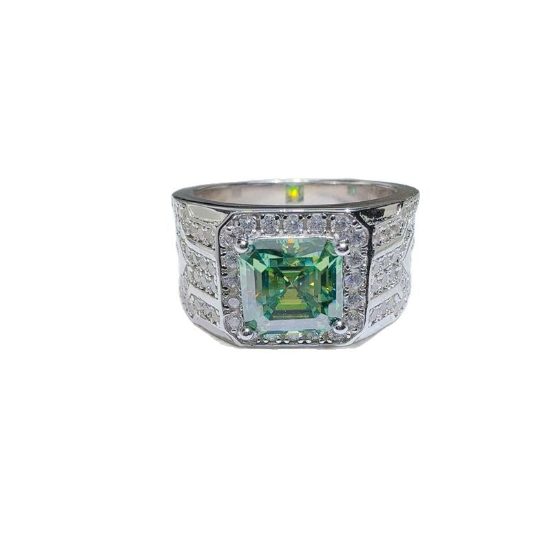 1 caret Moissanite Silver Plated Mens Ring