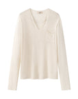 Women's Tencel Linen Blend V-Neck Long Sleeve Top – Loose Fit UV-Protection Pullover