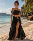 Women's One-Shoulder Crop Top & Ruched Skirt Set