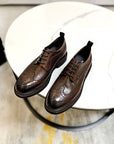 Herren Brogues aus echtem Leder – Rindsleder Schnürung, Schweinslederfutter, mittlerer Absatz 3–5 cm, EU 38–44, Schwarz & Braun
