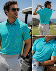 Men's Short Sleeve Golf Polo Shirt – Moisture-Wicking Printed