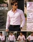 Men's Wrinkle-Free 4-Way Stretch Business Casual Long Sleeve Shirt