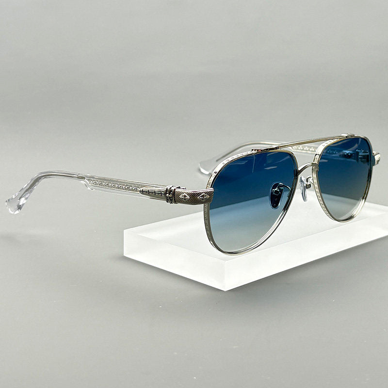 Men’s Pilot-Style Oversized Sunglasses – Pure Titanium Frame Polarized UV Protection Glasses