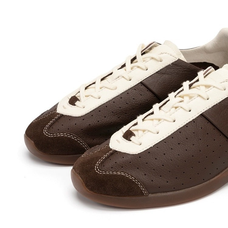 Damen-Freizeitsneaker aus Leder – Retro-Halbschuhe aus Rindsleder mit weicher Gummisohle, leichtem Tragekomfort und rutschfestem Design