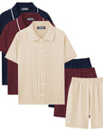 Herren Strickset aus 100 % Viskose – Atmungsaktives Kurzarmshirt & Shorts Zweiteiler mit leichtem Tragekomfort & lässigem Streetstyle
