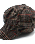 Verstellbare Damen-Baskenmütze aus Wolle mit Schottenmuster – Klassische Tartan-Achteckige Malermütze mit faltbarem Design