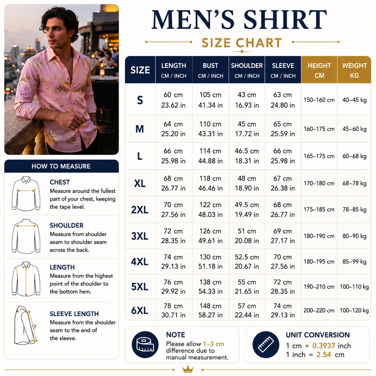 Herren 3D-Hemd mit Blumenmuster – Stretch-Slim-Fit Urban Hemd mit Revers
