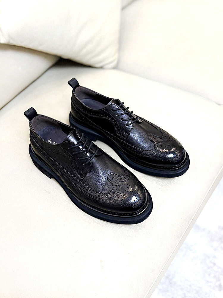 Herren Brogues aus echtem Leder – Rindsleder Schnürung, Schweinslederfutter, mittlerer Absatz 3–5 cm, EU 38–44, Schwarz &amp; Braun