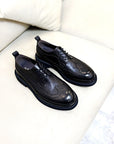 Herren Brogues aus echtem Leder – Rindsleder Schnürung, Schweinslederfutter, mittlerer Absatz 3–5 cm, EU 38–44, Schwarz & Braun