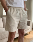 Leinenmischgewebe-Shorts für Herren – Sommer-Shorts aus 55 % Leinen im geraden Schnitt mit atmungsaktivem Baumwollmix
