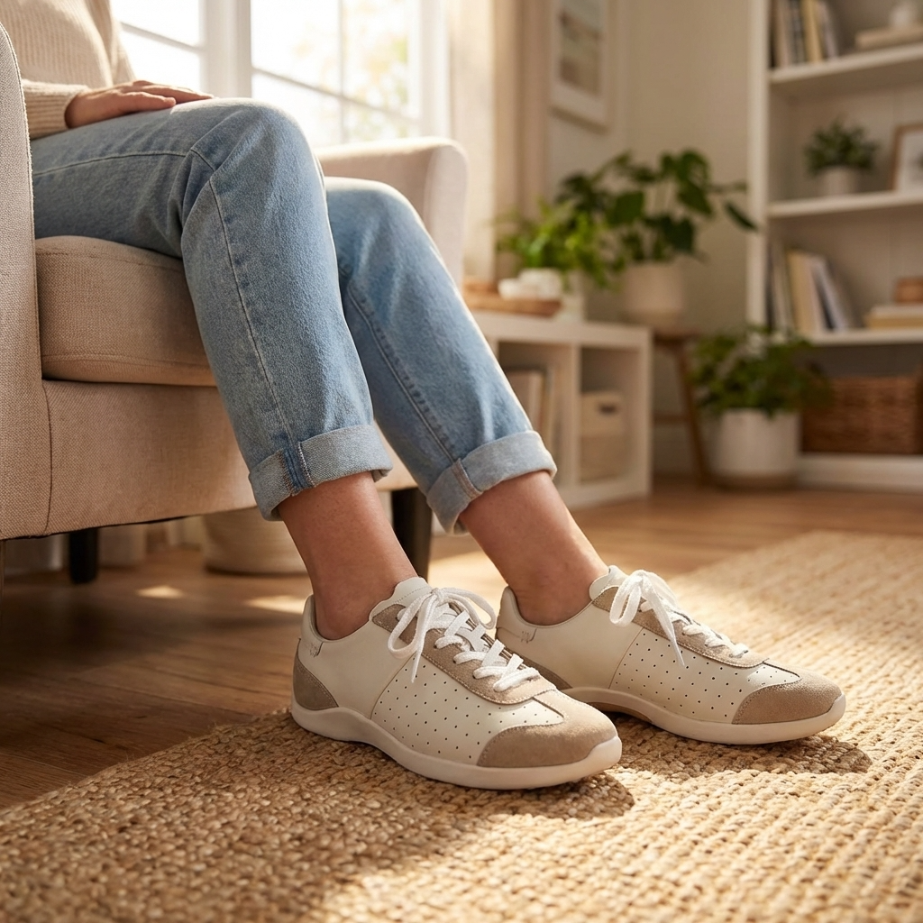 Damen-Freizeitsneaker aus Leder – Retro-Halbschuhe aus Rindsleder mit weicher Gummisohle, leichtem Tragekomfort und rutschfestem Design