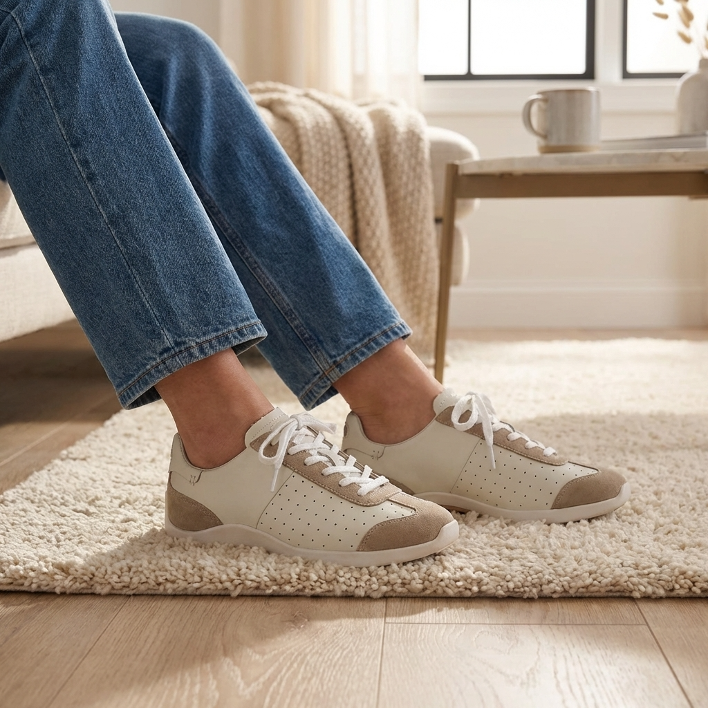 Damen-Freizeitsneaker aus Leder – Retro-Halbschuhe aus Rindsleder mit weicher Gummisohle, leichtem Tragekomfort und rutschfestem Design