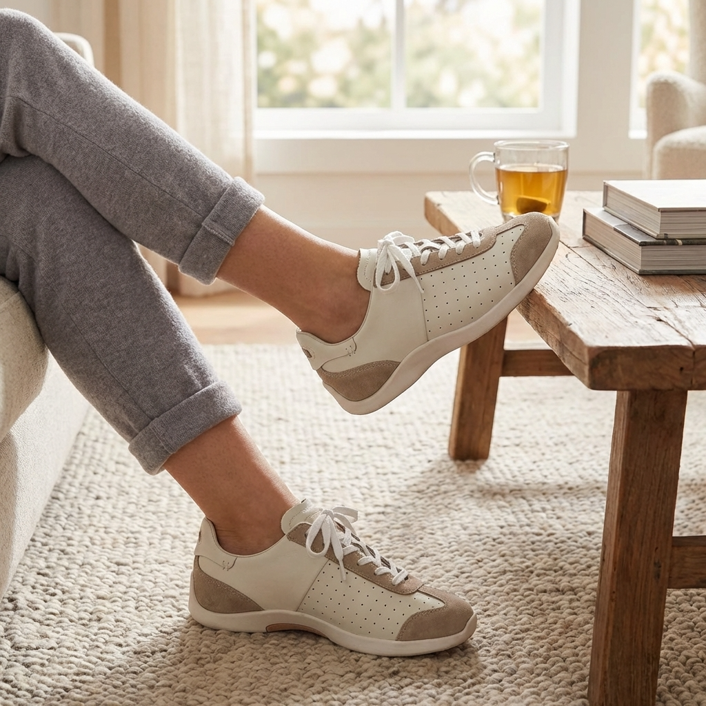Damen-Freizeitsneaker aus Leder – Retro-Halbschuhe aus Rindsleder mit weicher Gummisohle, leichtem Tragekomfort und rutschfestem Design