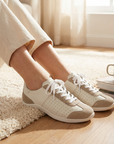 Damen-Freizeitsneaker aus Leder – Retro-Halbschuhe aus Rindsleder mit weicher Gummisohle, leichtem Tragekomfort und rutschfestem Design