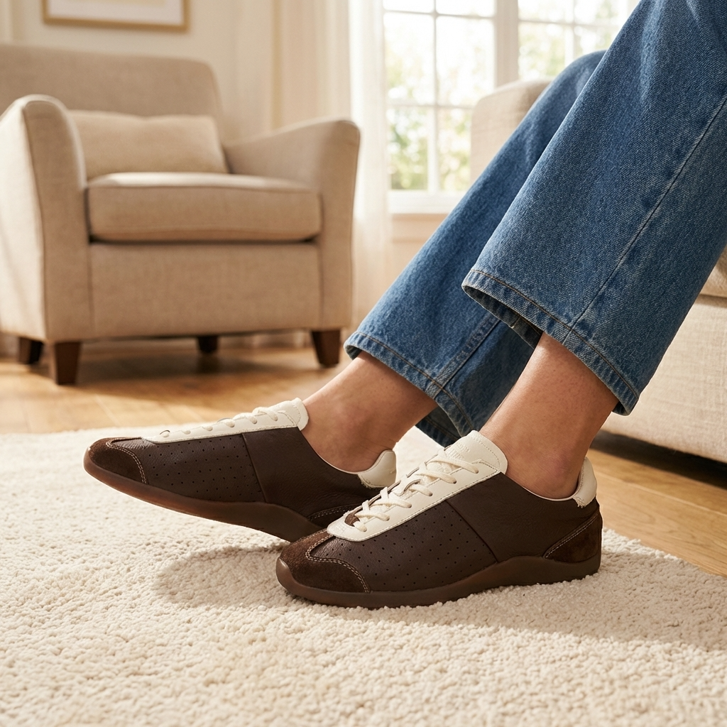 Damen-Freizeitsneaker aus Leder – Retro-Halbschuhe aus Rindsleder mit weicher Gummisohle, leichtem Tragekomfort und rutschfestem Design