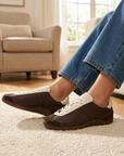 Damen-Freizeitsneaker aus Leder – Retro-Halbschuhe aus Rindsleder mit weicher Gummisohle, leichtem Tragekomfort und rutschfestem Design