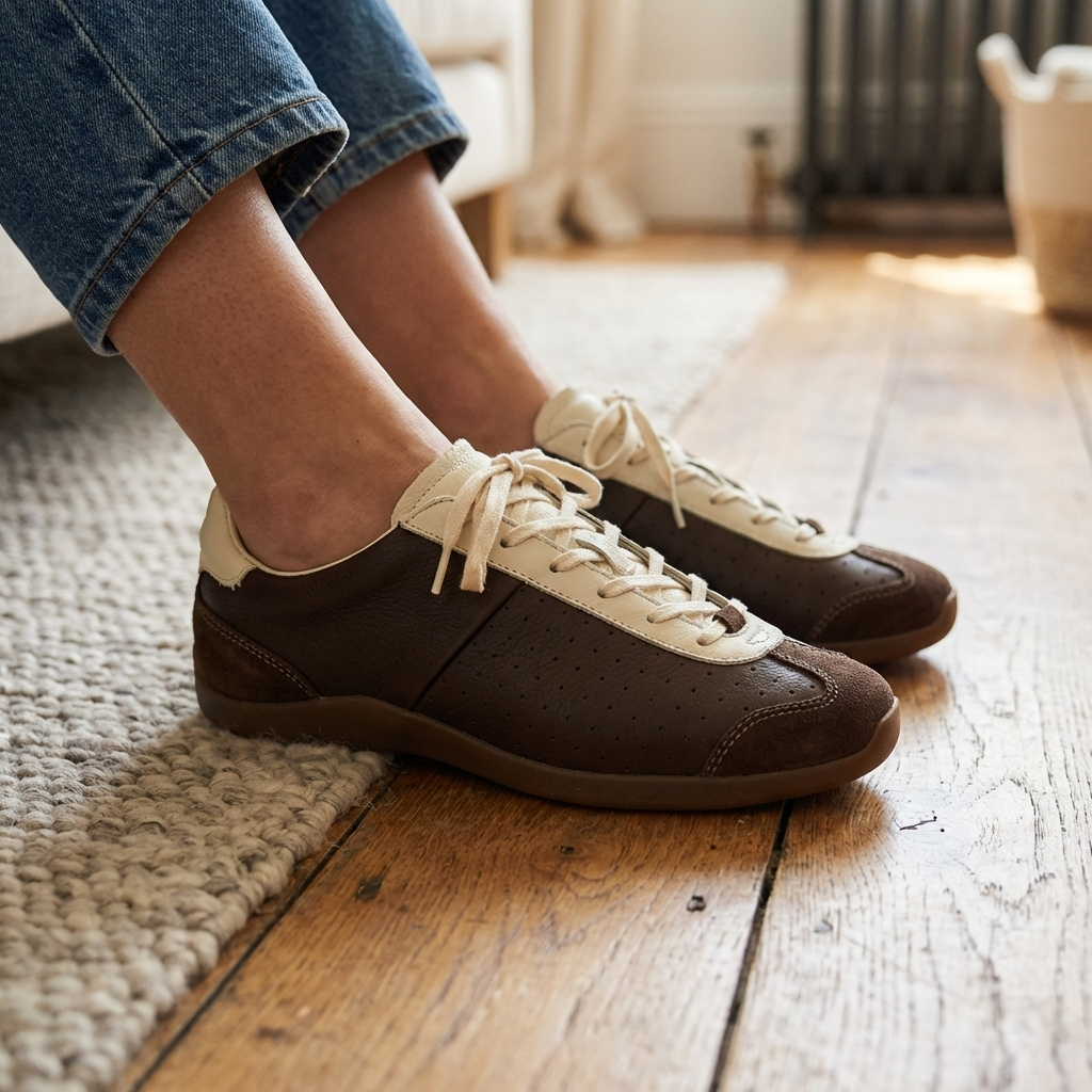 Damen-Freizeitsneaker aus Leder – Retro-Halbschuhe aus Rindsleder mit weicher Gummisohle, leichtem Tragekomfort und rutschfestem Design