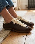 Damen-Freizeitsneaker aus Leder – Retro-Halbschuhe aus Rindsleder mit weicher Gummisohle, leichtem Tragekomfort und rutschfestem Design