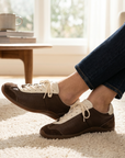 Damen-Freizeitsneaker aus Leder – Retro-Halbschuhe aus Rindsleder mit weicher Gummisohle, leichtem Tragekomfort und rutschfestem Design