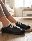 Damen-Freizeitsneaker aus Leder – Retro-Halbschuhe aus Rindsleder mit weicher Gummisohle, leichtem Tragekomfort und rutschfestem Design