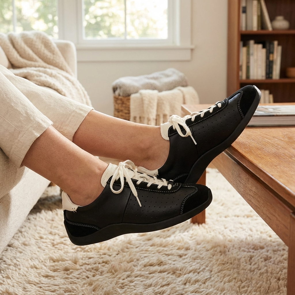 Damen-Freizeitsneaker aus Leder – Retro-Halbschuhe aus Rindsleder mit weicher Gummisohle, leichtem Tragekomfort und rutschfestem Design