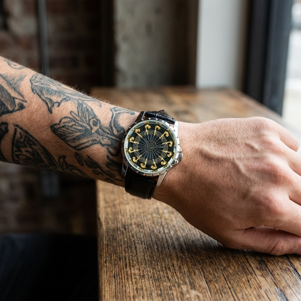 Herren 47mm Quarzuhr mit großem Zifferblatt – 200M wasserdicht, Echtlederarmband, Mineralglas