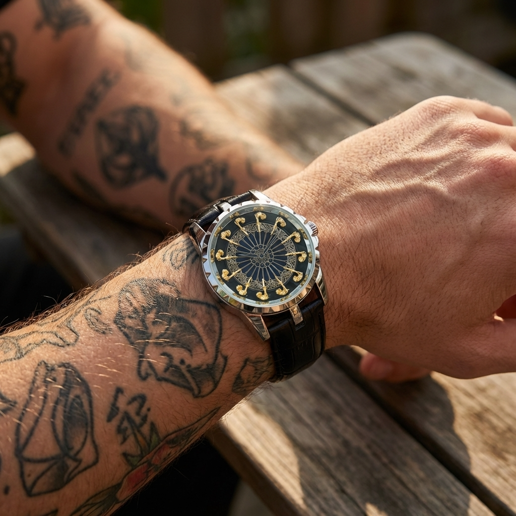 Herren 47mm Quarzuhr mit großem Zifferblatt – 200M wasserdicht, Echtlederarmband, Mineralglas