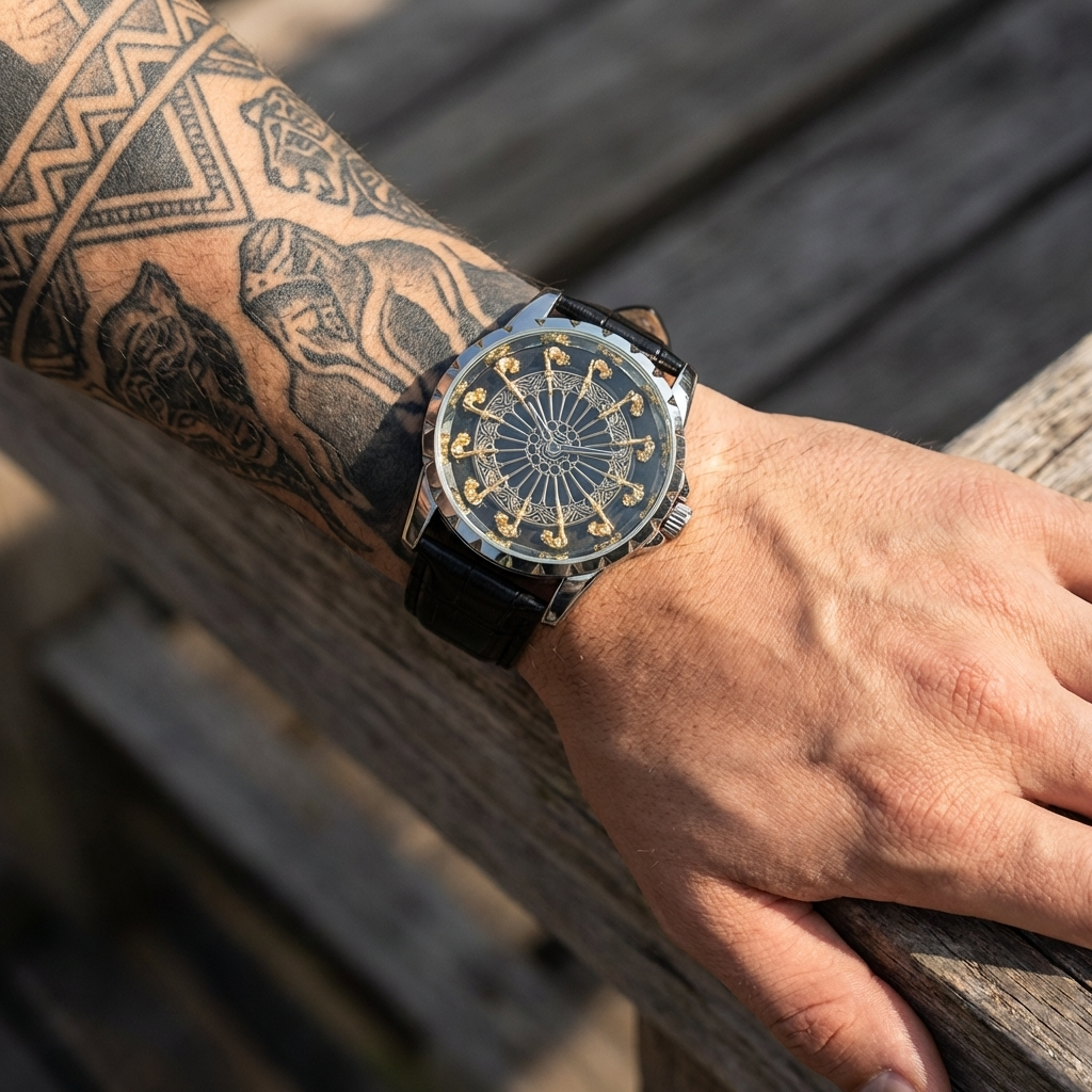 Herren 47mm Quarzuhr mit großem Zifferblatt – 200M wasserdicht, Echtlederarmband, Mineralglas