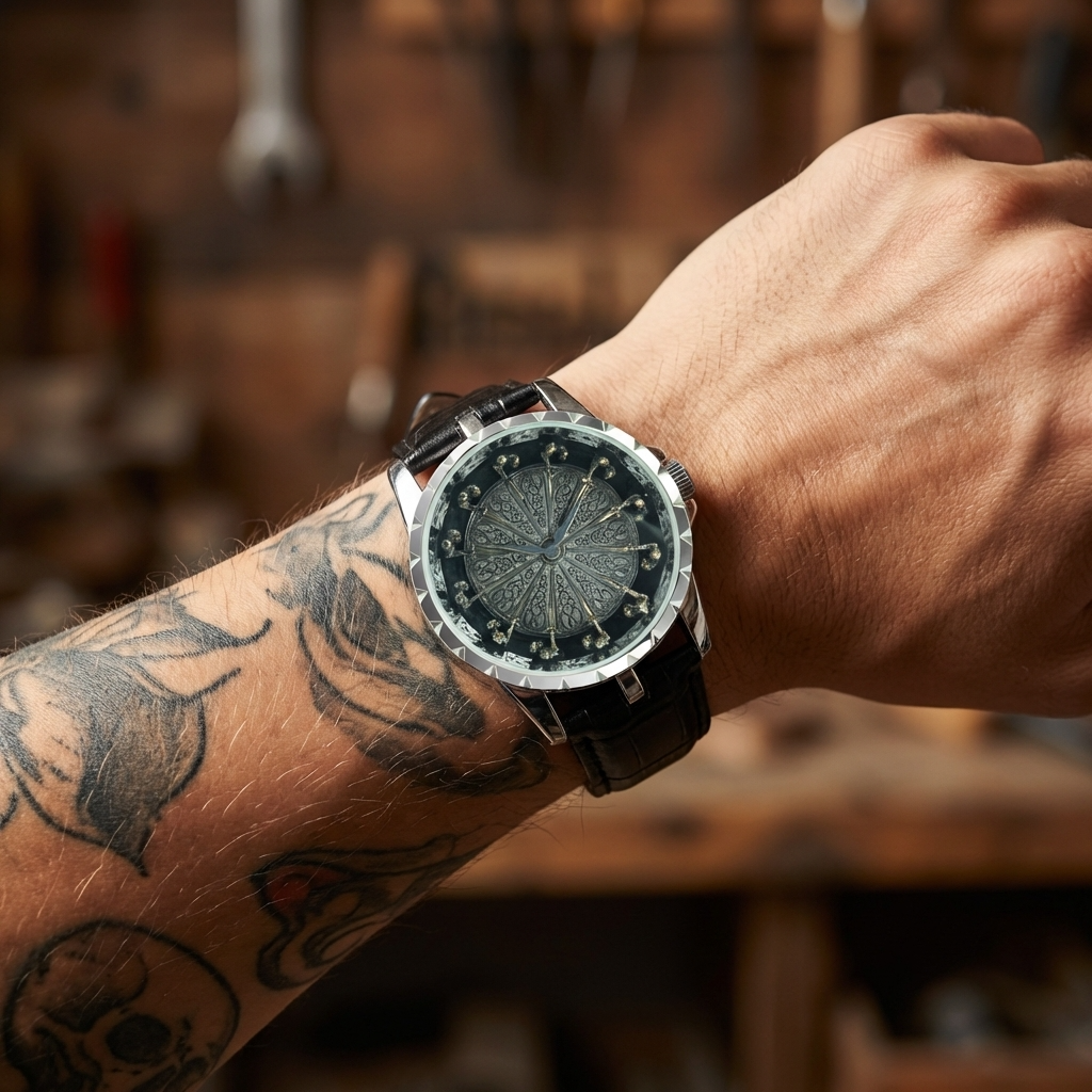 Herren 47mm Quarzuhr mit großem Zifferblatt – 200M wasserdicht, Echtlederarmband, Mineralglas