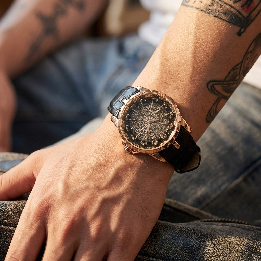 Herren 47mm Quarzuhr mit großem Zifferblatt – 200M wasserdicht, Echtlederarmband, Mineralglas