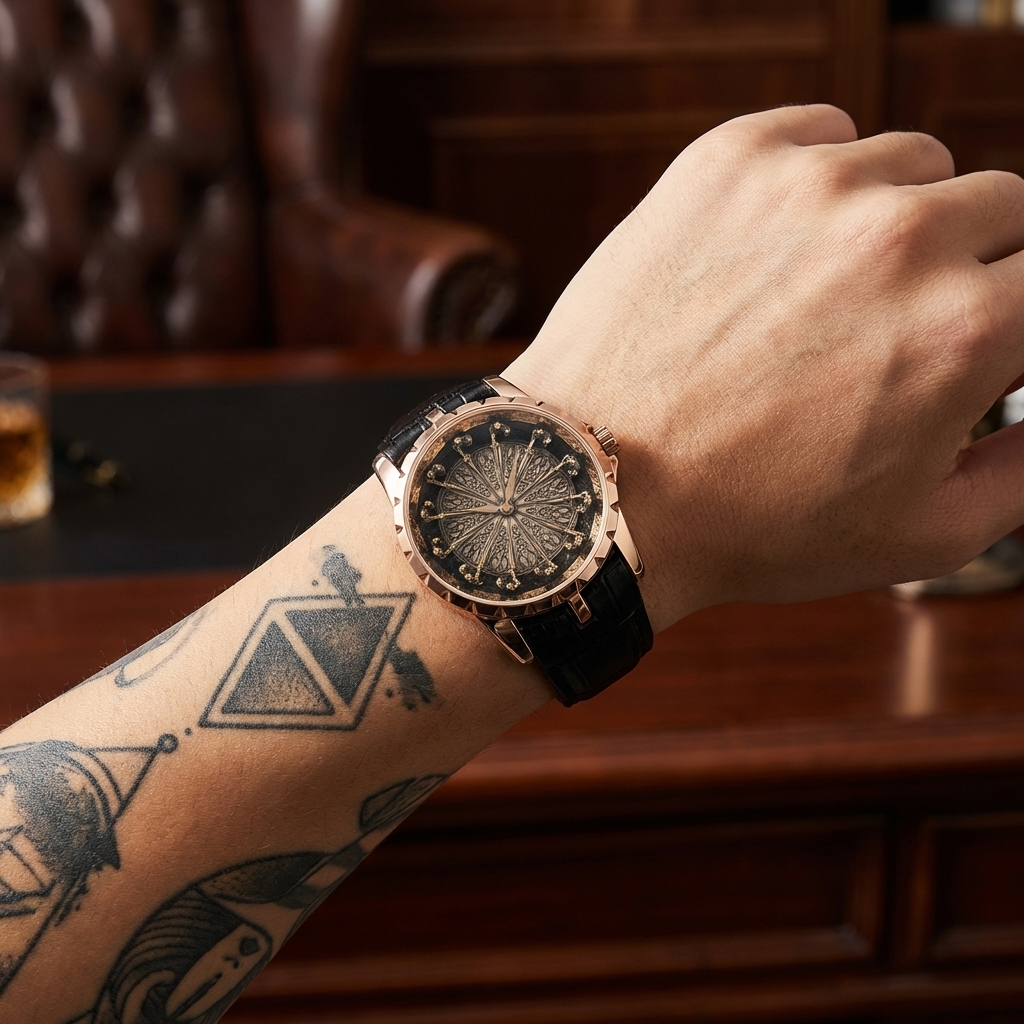 Herren 47mm Quarzuhr mit großem Zifferblatt – 200M wasserdicht, Echtlederarmband, Mineralglas