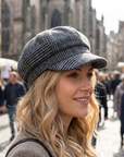 Verstellbare Damen-Baskenmütze aus Wolle mit Schottenmuster – Klassische Tartan-Achteckige Malermütze mit faltbarem Design