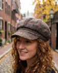 Verstellbare Damen-Baskenmütze aus Wolle mit Schottenmuster – Klassische Tartan-Achteckige Malermütze mit faltbarem Design