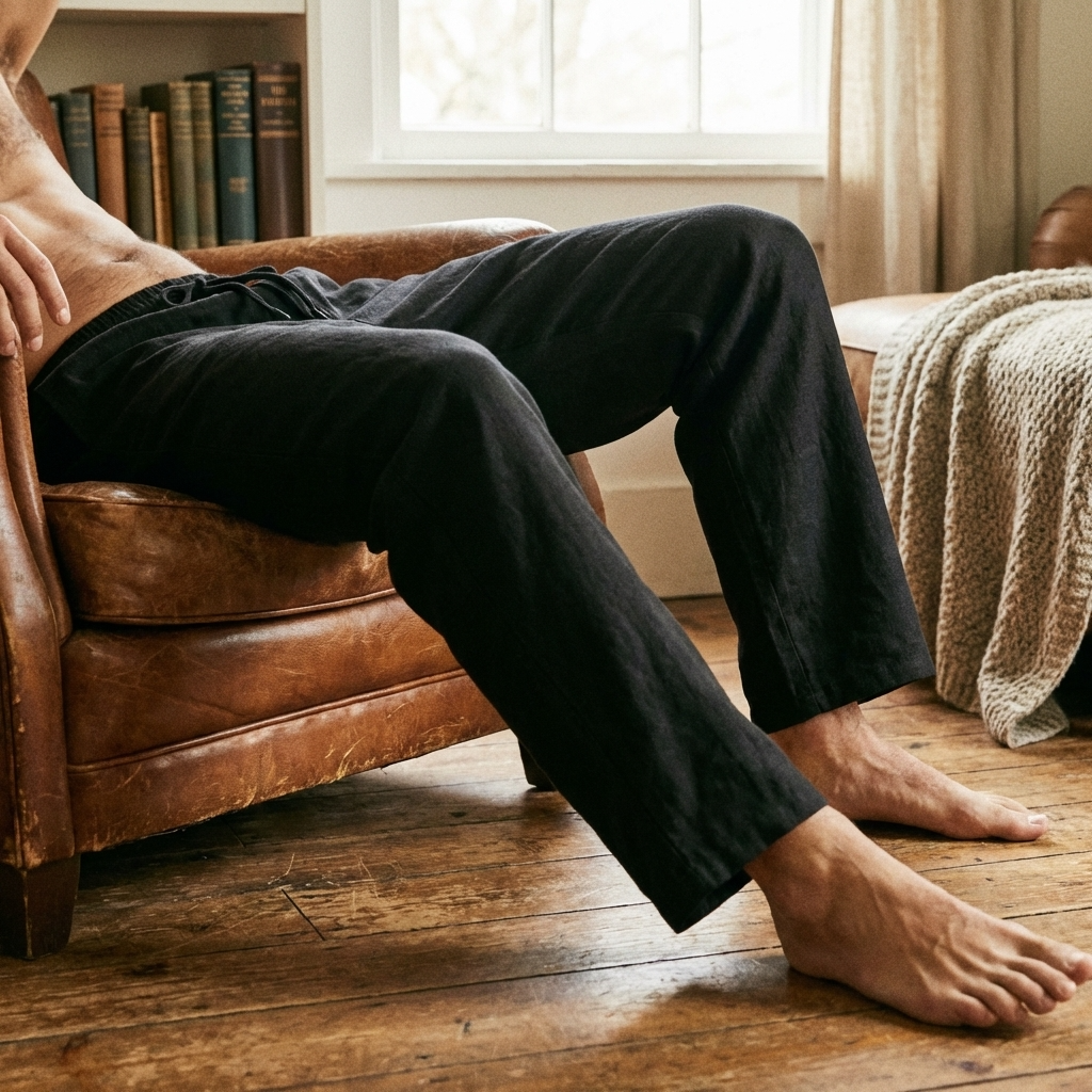 Pantalon décontracté 70 % coton pour homme – Respirant, jambe droite, coupe décontractée, ceinture ajustable et style confortable au quotidien