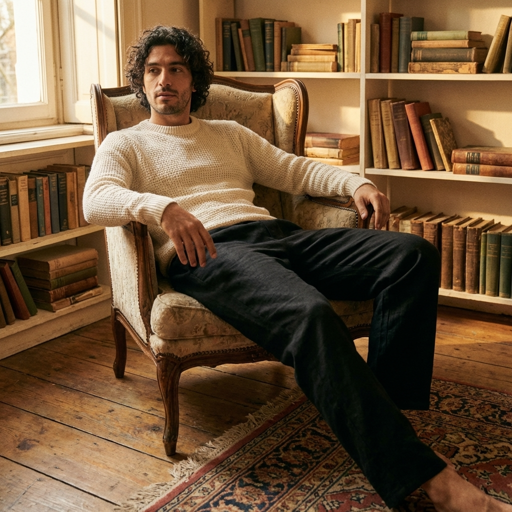 Pantalon décontracté 70 % coton pour homme – Respirant, jambe droite, coupe décontractée, ceinture ajustable et style confortable au quotidien